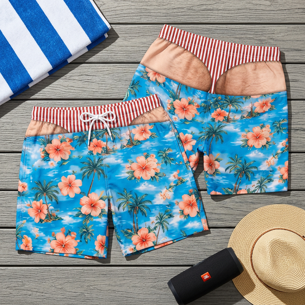 Fake-Out Trunks™ — Funny Optical Illusion Swim Shorts for Men